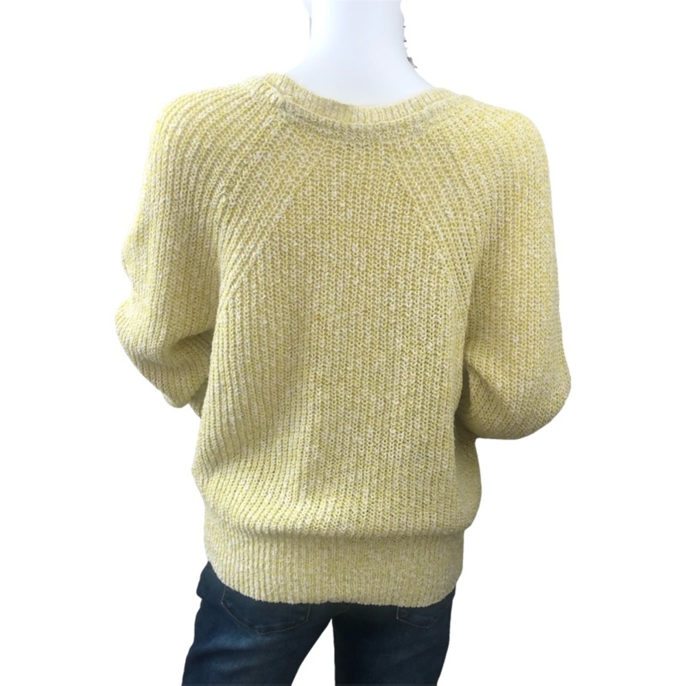 FREE PEOPLE Electric City Pullover Sweater Butter Yellow Linen Blend Knit Medium - Picture 4 of 9